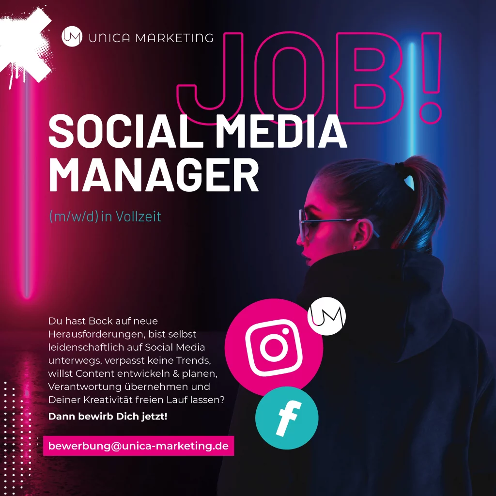 job social media manager bei der werbeagentur unica marketing in paderborn